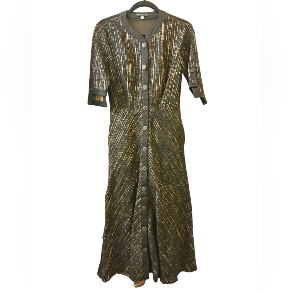 Hanh Merriman Elegant Black and Gold Button-Down Dress size 4
